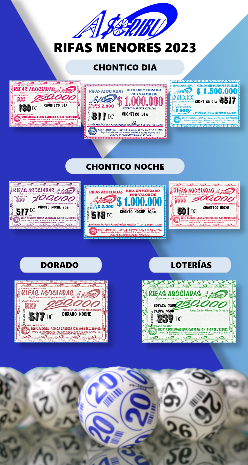 Plan de premios rifas menores 2023